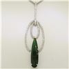 Image 2 : NEW 18k White Gold 16.5" 6.39 ctw Pear Green Tourmaline Diamond Pendant Necklace