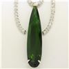 Image 3 : NEW 18k White Gold 16.5" 6.39 ctw Pear Green Tourmaline Diamond Pendant Necklace