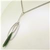 Image 4 : NEW 18k White Gold 16.5" 6.39 ctw Pear Green Tourmaline Diamond Pendant Necklace