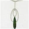Image 7 : NEW 18k White Gold 16.5" 6.39 ctw Pear Green Tourmaline Diamond Pendant Necklace