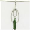 Image 8 : NEW 18k White Gold 16.5" 6.39 ctw Pear Green Tourmaline Diamond Pendant Necklace