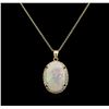 Image 2 : 13.86 ctw Opal and Diamond Pendant - 14KT Yellow Gold