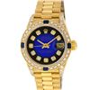 Image 2 : Rolex Ladies 18K Yellow Gold Blue Vignette Diamond And Sapphire President Wristw