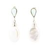 Image 1 : 0.60 ctw Opal and Baroque Pearl Earrings - 18KT White Gold