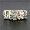 Image 2 : 14k Yellow Gold 1.37 ctw Channel Set Round & Baguette Cut Diamond Wide Band Ring