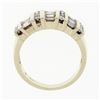 Image 7 : 14k Yellow Gold 1.37 ctw Channel Set Round & Baguette Cut Diamond Wide Band Ring