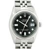Image 1 : Rolex Mens Stainless Black Diamond 36MM Datejust Wristwatch Oyster Perpetual