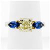 Image 3 : Platinum 18k Gold 2.61 ctw GIA Fancy Yellow Radiant Diamond Marquise Sapphire Ri