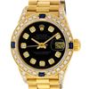 Image 2 : Rolex Ladies 18K Yellow Gold Black Diamond And Sapphire President