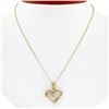 Image 1 : 10k Yellow Gold 0.26 ctw Channel Set Round Diamond Open Heart Pendant Necklace