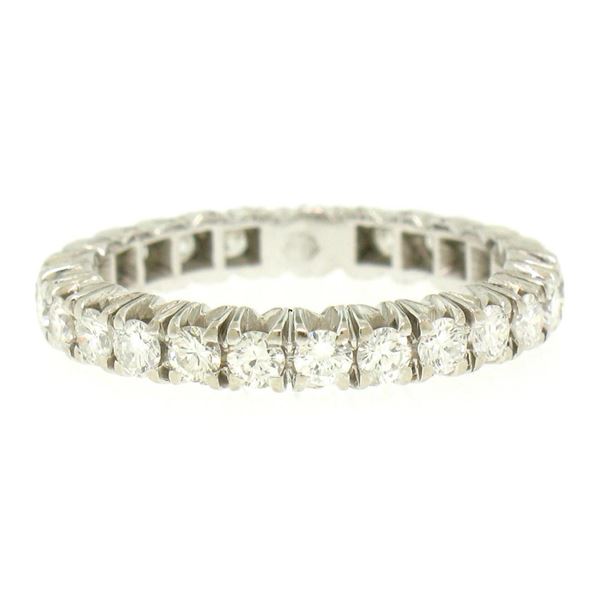 Solid Platinum 1.3 ctw F VS1 Round Brilliant Prong Set Diamond Eternity Band Rin