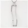 Image 2 : Yukiko 18k White Gold Wavy 0.12 ctw Round Diamond Pendant Necklace w/ Box Chain