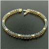 Image 4 : 14k Solid Yellow Gold 5.13 ctw Round Sapphire & Diamond Line Tennis Bracelet