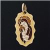 Image 1 : Vintage Eftepi Depose 18K Yellow Gold Mosaic Enamel Mother Mary & Jesus Pendant