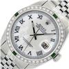 Image 2 : Rolex Mens Stainless Steel Silver MOP Roman 36MM Diamond & Emerald Datejust