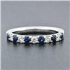 Image 2 : 18K White Gold .90 ctw Round Brilliant Diamond & Sapphire Wedding Band Stack Rin
