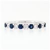 Image 4 : 18K White Gold .90 ctw Round Brilliant Diamond & Sapphire Wedding Band Stack Rin