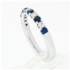 Image 8 : 18K White Gold .90 ctw Round Brilliant Diamond & Sapphire Wedding Band Stack Rin