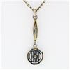 Image 4 : Antique Art Deco 14k Gold Diamond Drop Pendant Necklace w/ Original 17.5" Chain