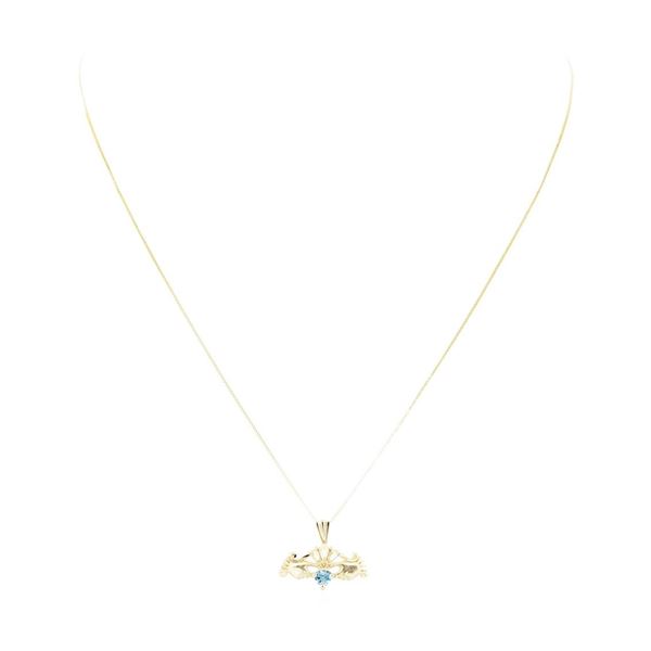 0.25 ctw Blue Topaz Claddagh Pendant with Chain - 14KT Yellow Gold