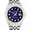 Image 1 : Rolex Mens Stainless Steel Blue Vignette 3 ctw Diamond Datejust Wristwatch