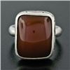 Image 2 : Vintage Sterling Silver Cushion Cabochon Carnelian Solitaire Ring