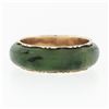 Image 4 : Antique Victorian 14k Yellow Gold & Domed Natural Green Jade 6.8mm Band Ring