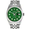 Image 2 : Rolex Mens Stainless Steel Green Diamond 36MM Datejust Wristwatch