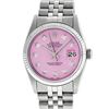 Image 2 : Rolex Mens Stainless Steel Pink Diamond 36MM Oyster Perpetual Datejust Wristwatc