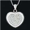 Image 6 : 14k White Gold .75 ctw Pave Round Diamond Heart Pendant Necklace w/ Frosted Fram