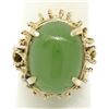 Image 3 : Vintage 14k Yellow Gold Translucent Cabochon Green Jade Twisted Wire Ring Sz 5.5