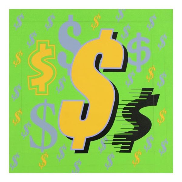 Dollar Signs (Green Italic) by Steve Kaufman (1960-2010)