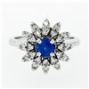 Image 4 : Vintage 14k White Gold 0.90 ctw Round Sapphire and Diamond Flower Cluster Ring