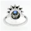 Image 7 : Vintage 14k White Gold 0.90 ctw Round Sapphire and Diamond Flower Cluster Ring