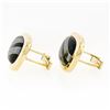 Image 3 : Vintage 14k Yellow Gold Swivel Cuff Links w/ Hematite Inlaid in Black Onyx