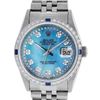 Image 1 : Rolex Mens Stainless Steel Blue String Diamond & Sapphire Datejust Wristwatch