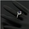 Image 6 : 14k White Gold 1.33 ctw FINE Pear Sapphire Solitaire Ring w/ Round Diamond Halo