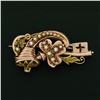 Image 2 : Victorian 12k Rose & Green Gold Natural Seed Pearl Flower Brooch