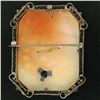 Image 2 : Vintage 14k White Gold Diamond & Carved Shell Cameo Open Filigree Brooch Pendant