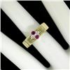 Image 5 : Unique Vintage 18K Yellow Gold.25 ctw Round Ruby Diamond Textured Cluster Ring