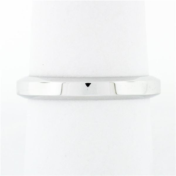 New 18k White Gold 3.45mm Plain Polished Flat Squared Wedding Band Stack Ring