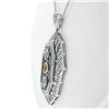 Image 4 : 18k White Gold 2.15 ctw Aquamarine, Citrine, & Diamond Open Milgrain Pendant Nec