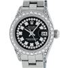 Image 2 : Rolex Ladies Quickset SS 26MM Black Diamond Lugs Quickset Datejust Wristwatch