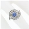Image 3 : Vintage 14k White Gold 2.29 ctw Bezel Blue Star Sapphire Round Diamond Swirl Rin