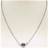Image 3 : NEW 18K W Gold 16" 1.23 ctw GIA Bluish Green Sapphire & Diamond Pendant Necklace