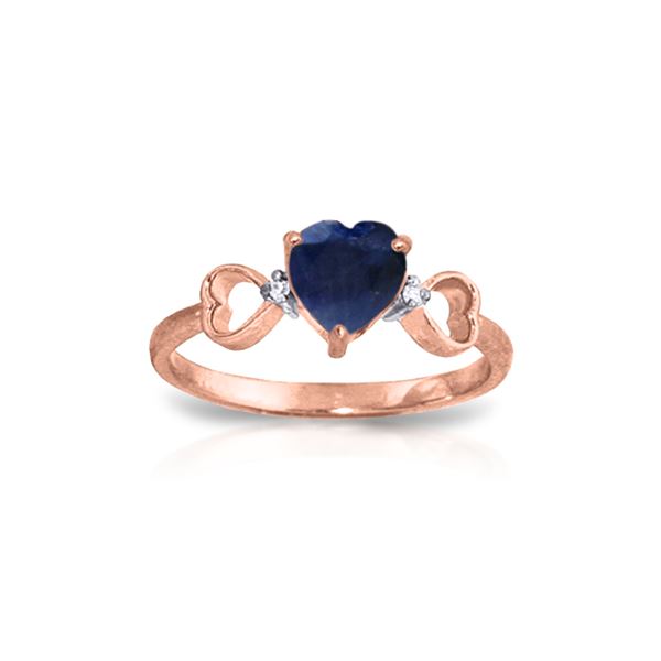 Genuine 1.01 ctw Sapphire & Diamond Ring 14KT Rose Gold - REF-43M2T
