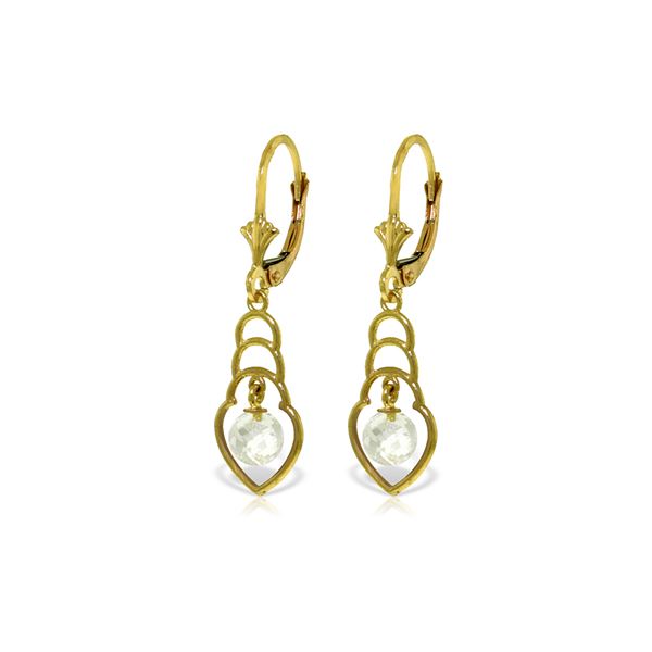 Genuine 1.25 ctw White Topaz Earrings 14KT Yellow Gold - REF-25H6X