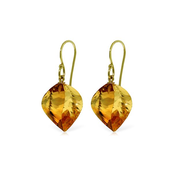 Genuine 23.5 ctw Citrine Earrings 14KT Yellow Gold - REF-39A3K