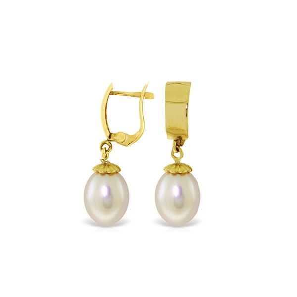 Genuine 8 ctw Pearl Earrings 14KT Yellow Gold - REF-21M2T