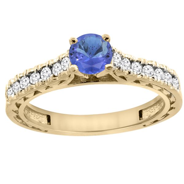 0.89 CTW Tanzanite & Diamond Ring 14K Yellow Gold - REF-64X8M